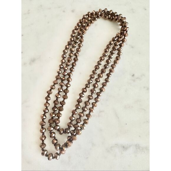 Chocolate brown color sparkly layering beaded long necklace - Picture 1 of 3